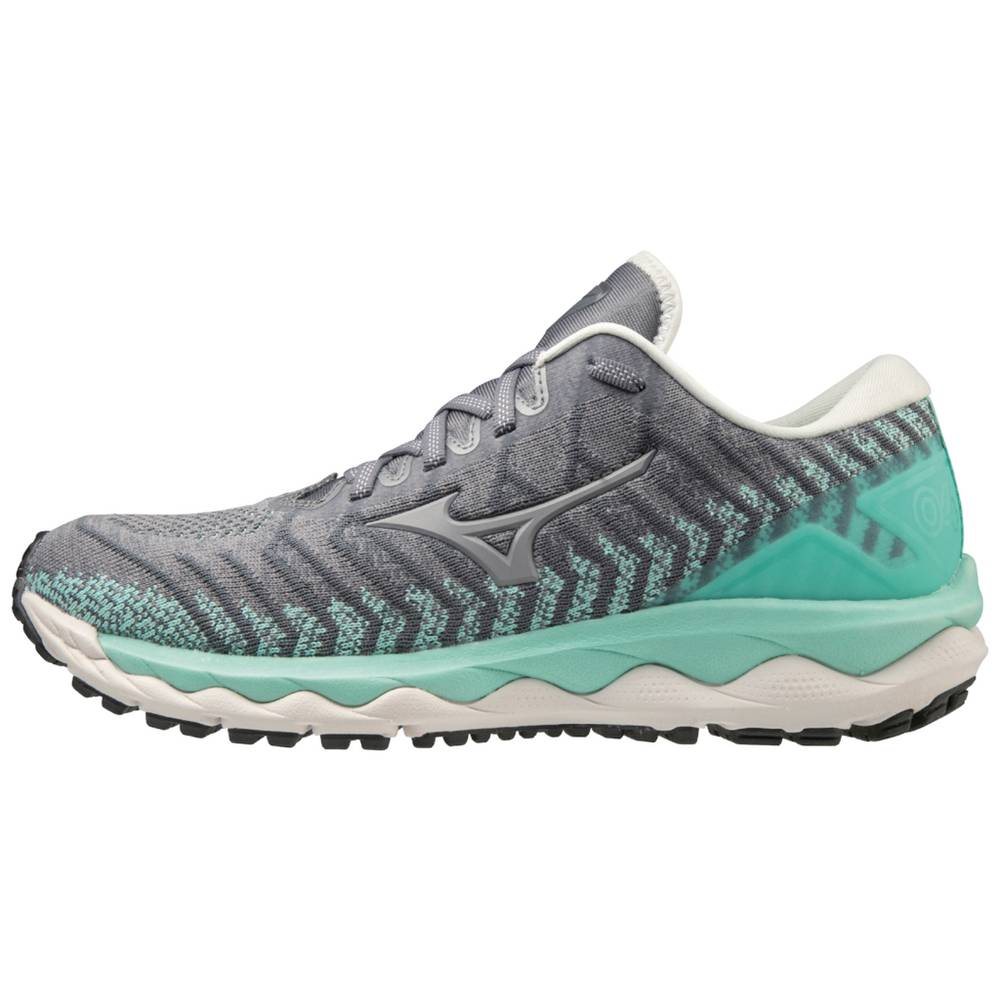 Zapatillas Running Mizuno Wave Sky 4 WAVEKNIT™ Mujer Gris/Turquesa Outlet TBGA-57843